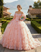 Blush Ball Gown Long Sleeves Off The Shoulder Quinceanera Dresses - KissProm