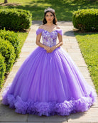 Ball Gown Organza Off - the - Shoulder Purple Quinceanera Dress - KissProm