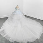 Strapless Quinceanera Dress White Ruffles Ball Gown Evening Dress