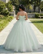 Elegant 3D Flowery Sage Green Tulle Fairy Ball Gown - KissProm