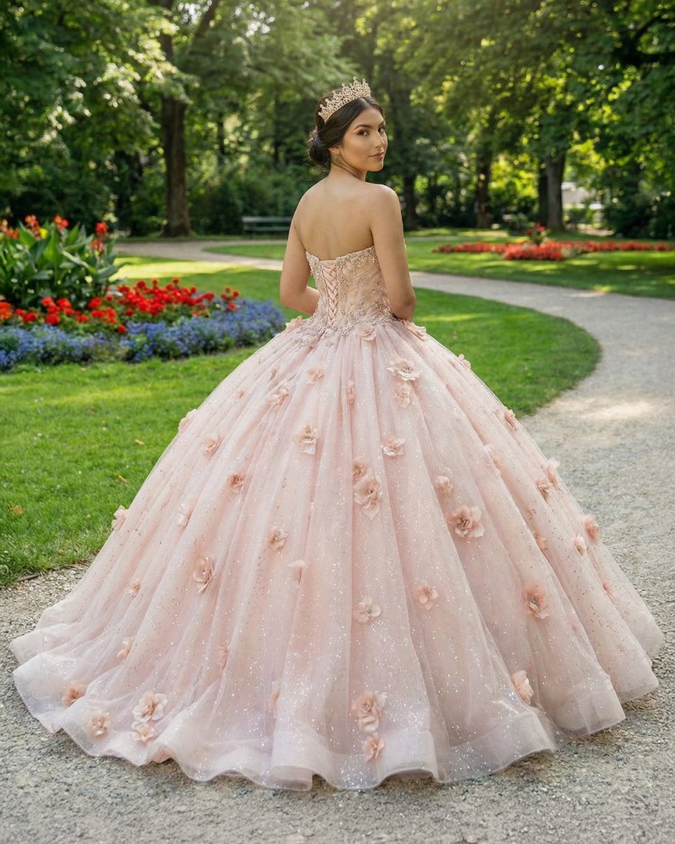 Ball Gown Organza Sweetheart Pink Quinceanera Dress - KissProm
