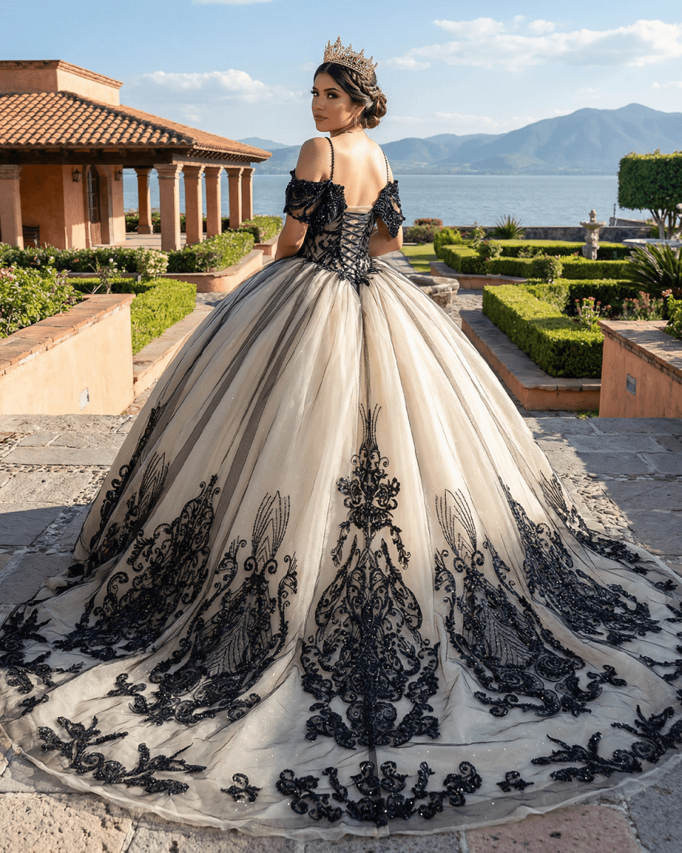 Soraya | Spaghetti Straps Embroidery Lace Quinceanera Dresses - KissProm