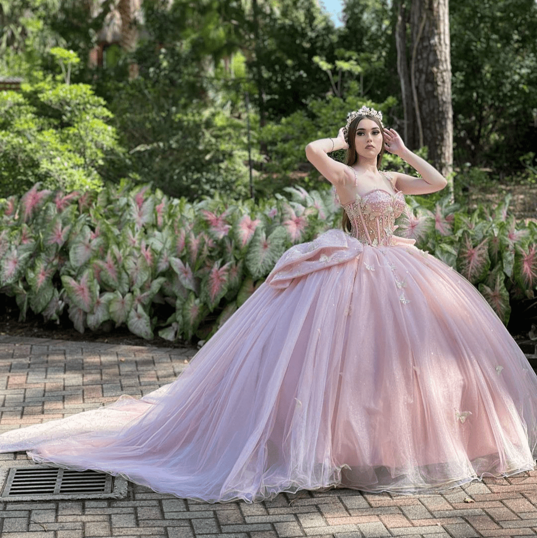 Pink Ball Gown Lace Sweetheart Quinceanera Dress