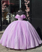 Carine | Glitter Off The Shoulder Pink Ball Gown Quinceanera Dresses