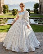 Glitter White Sequined One Shoulder Ball Gown Quinceanera Dress - KissProm