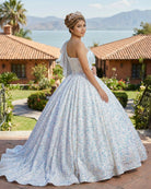 Glitter White Sequined One Shoulder Ball Gown Quinceanera Dress - KissProm