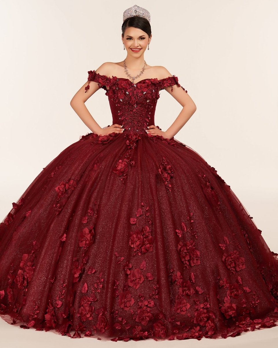 Illa | Ball Gown Organza Sweetheart  Burgundy Quinceanera Dress