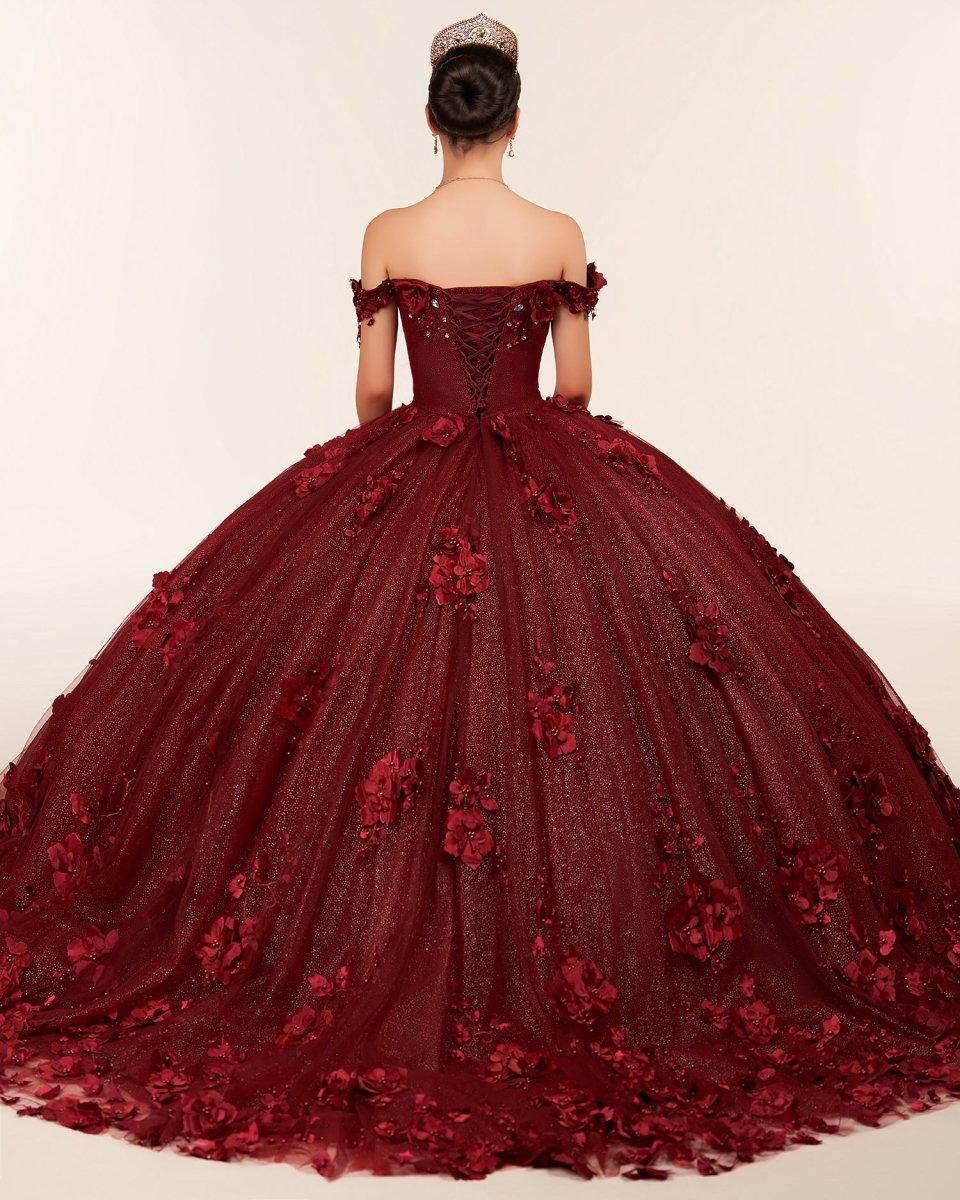 Illa | Ball Gown Organza Sweetheart  Burgundy Quinceanera Dress