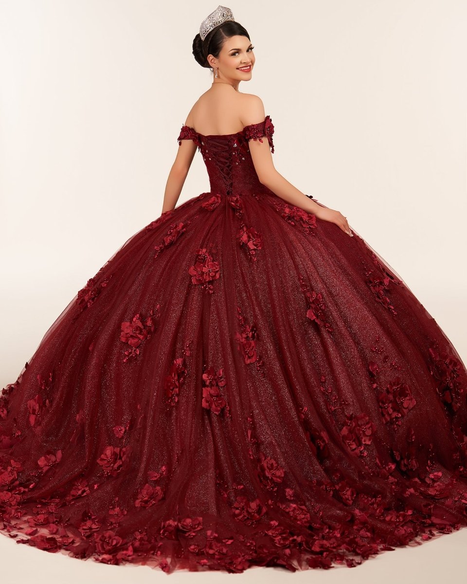 Illa | Ball Gown Organza Sweetheart  Burgundy Quinceanera Dress