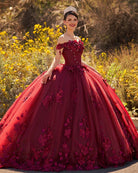 Illa | Ball Gown Organza Sweetheart  Burgundy Quinceanera Dress