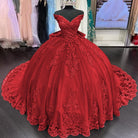 Lace Sage Applique Off Shoulder Quinceanera Dresses