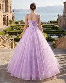 Lilac A - Line Spaghetti Straps Tulle Long Quinceanera Dresses - KissProm