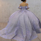 Lavender Off - the - Shoulder Straps Appliqued Quinceanera Dresses - KissProm