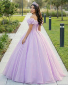 Lavender A - Line Off Shoulder Long Prom Dresses Purple Dress - KissProm