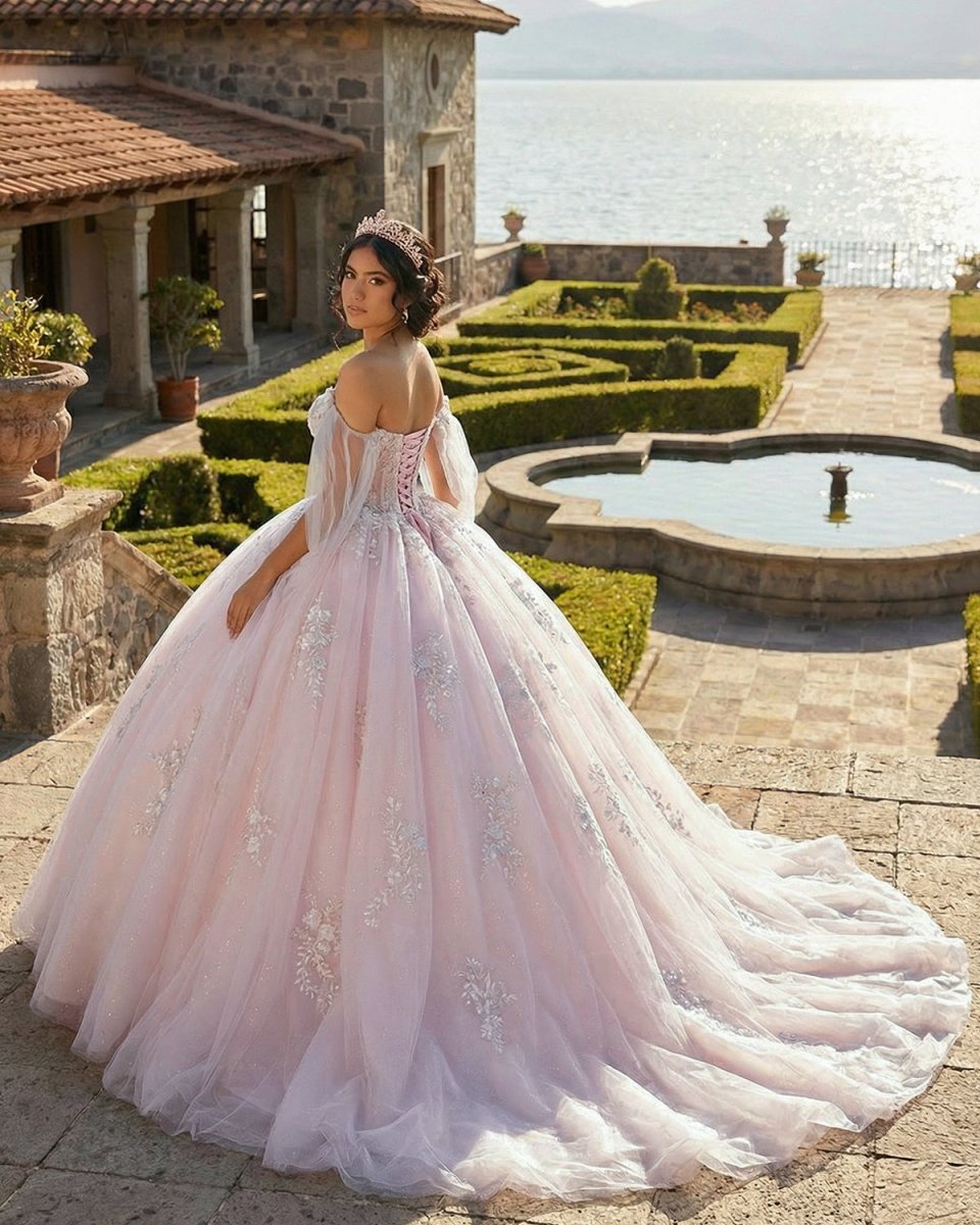 Light Pink Ball Gown Appliqued Quinceañera Dresses - KissProm