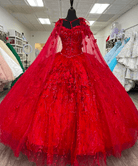 Ball Gown Lace Off-the-Shoulder Red Quinceanera Dress
