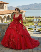 Red Ball Gown Off - the - Shoulder Lace - Up Back Quinceanera Dresses - KissProm