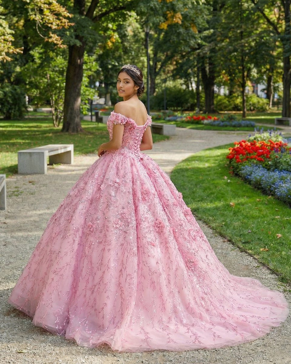 A Line Appliques Off the Shoulder Sweet Quinceanera Dresses with Beading - KissProm