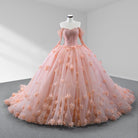 Blush Ball Gown Long Sleeves Off The Shoulder Quinceanera Dresses