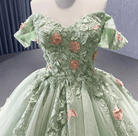 Light Green Off The Shoulder Lace Up Back Ball Gown Quinceanera Dress
