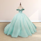 Mint Green Off the shoulder Tulle Ball Gown Quinceanera Dresses