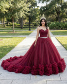 Mulberry Quinceanera Dresses Pleats with Sashes - KissProm