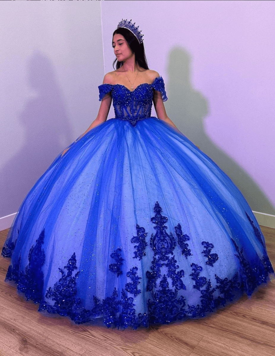 Fiora | Royal Blue Tulle Off the Shoulder Quinceanera Dress