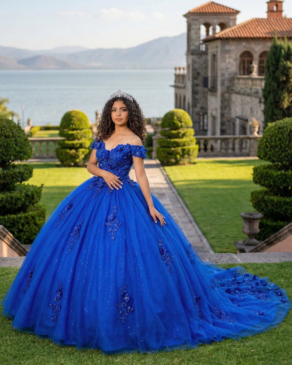 Off the Shoulder Royal Blue Quinceanera Dresses with Appliques - KissProm