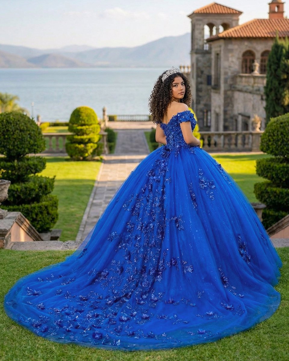 Off the Shoulder Royal Blue Quinceanera Dresses with Appliques - KissProm