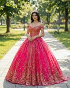 Quinceanera Dress Princess Off - the - Shoulder Red Sequin Lace Ball Gown - KissProm