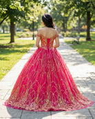 Quinceanera Dress Princess Off - the - Shoulder Red Sequin Lace Ball Gown - KissProm