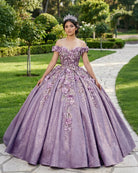 Purple Floral A Line Sequined Party Ball Gown - KissProm