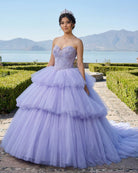 Quinceanera Dress Strapless Ball Gown Crystal Lavender - KissProm