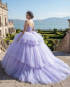 Quinceanera Dress Strapless Ball Gown Crystal Lavender - KissProm