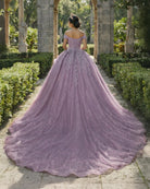 Purple Off - the - Shoulder Quinceanera Dresses with Flower - KissProm
