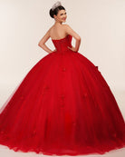 Red 3D Flowers Glitter Sequins Sleeveless Quinceanera Dresses