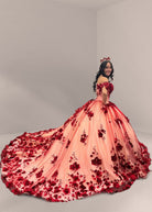 Red Lace Quinceanera Dresses Ball Gown Off shoulder Dress