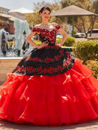 Red Off the Shoulder Quinceanera Dresses with Appliques - KissProm