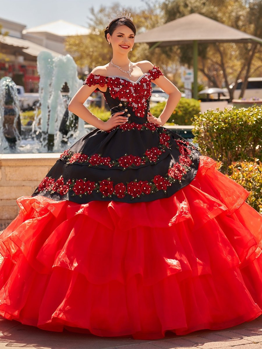 Red Off the Shoulder Quinceanera Dresses with Appliques - KissProm