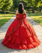 Red Sweetheart Quinceanera Dresses with Long Sleeves - KissProm