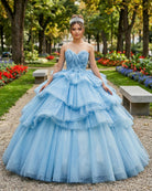 Romantic Princess Sleeveless Quinceanera Dresses Ruffle Strapless Sequins Ball Gown - KissProm
