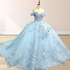 Romantic Sleeveless Beading Quinceanera Dresses with 3D Flower Appliques - KissProm