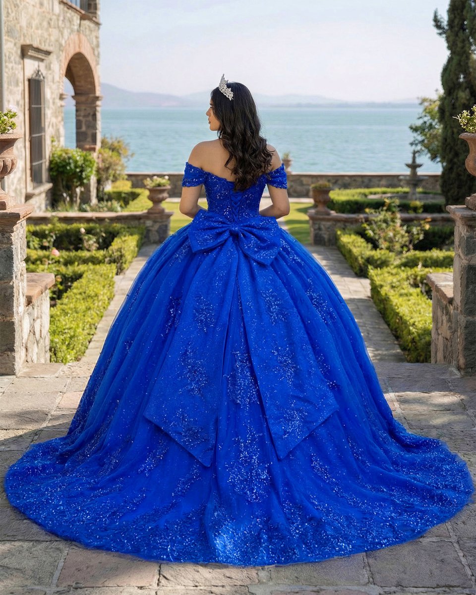 Royal Blue Ball - Gown Appliques Quinceanera Dresses with Train - KissProm