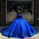 Royal Blue Ball-Gown Appliques Quinceanera Dresses with Train
