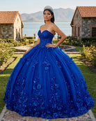 Royal Blue Ball Gown Quinceanera Dress With 3D Flowers - KissProm