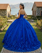 Royal Blue Ball Gown Quinceanera Dress With 3D Flowers - KissProm
