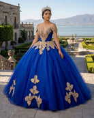 Royal Blue Off the Shoulder Quinceanera Dresses with Appliques - KissProm