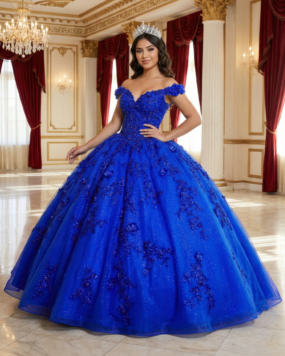 Royal Blue Off the Shoulder Puffy Quinceanera Dresses - KissProm