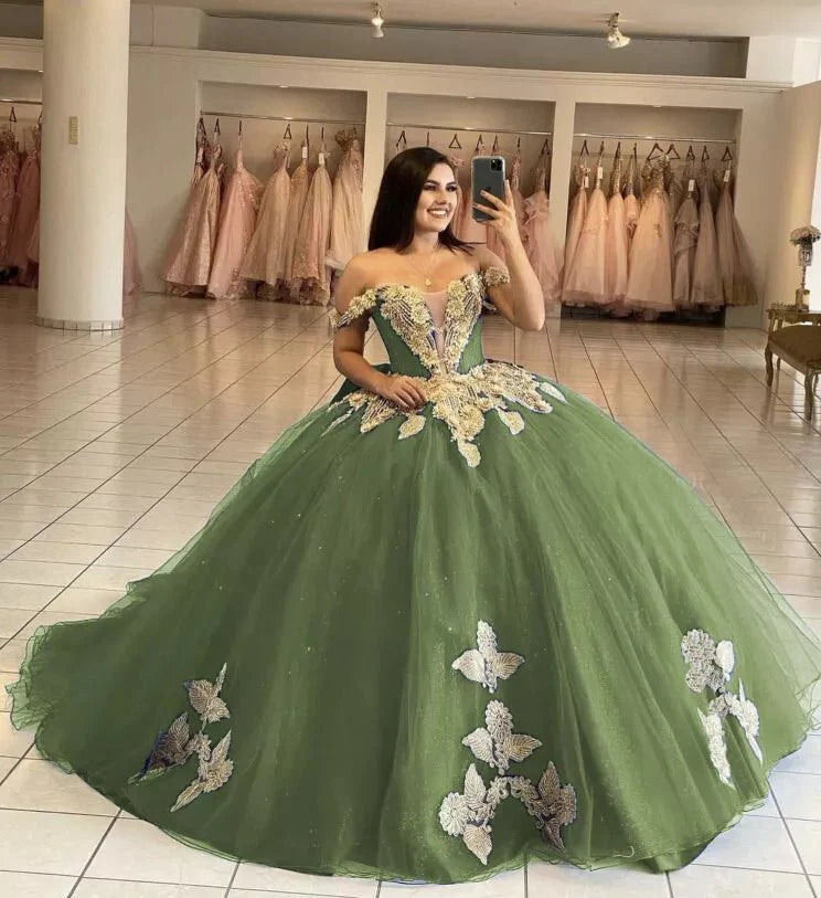 Royal Blue Off the Shoulder Quinceanera Dresses with Appliques - KissProm