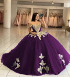 Royal Blue Off the Shoulder Quinceanera Dresses with Appliques - KissProm